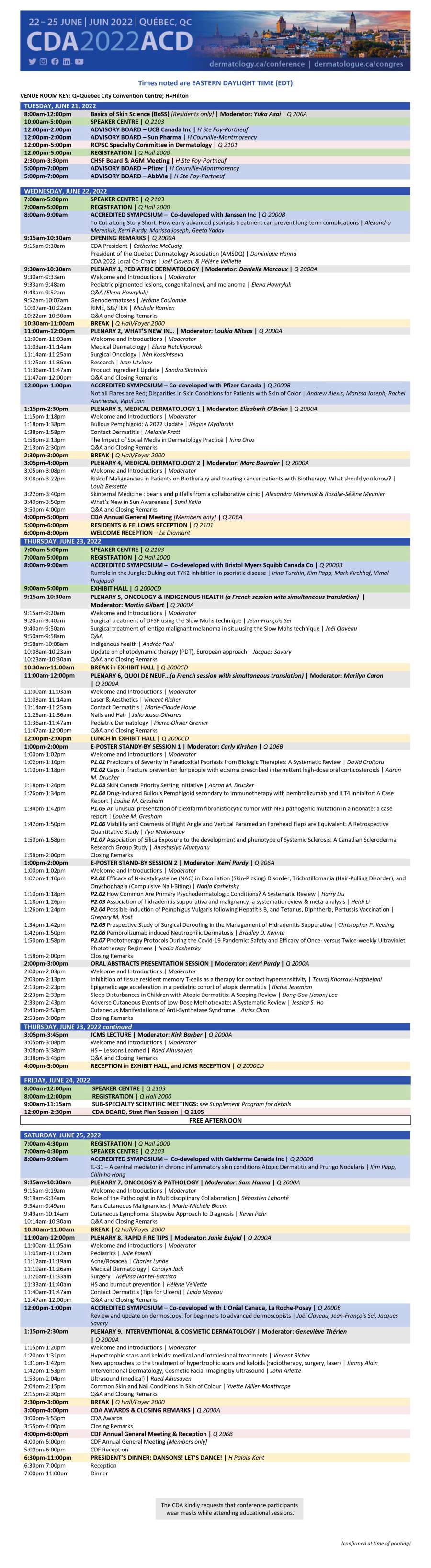 Programme du Congrès annuel 2022 de l'ACD – Ville de Québec (Québec)