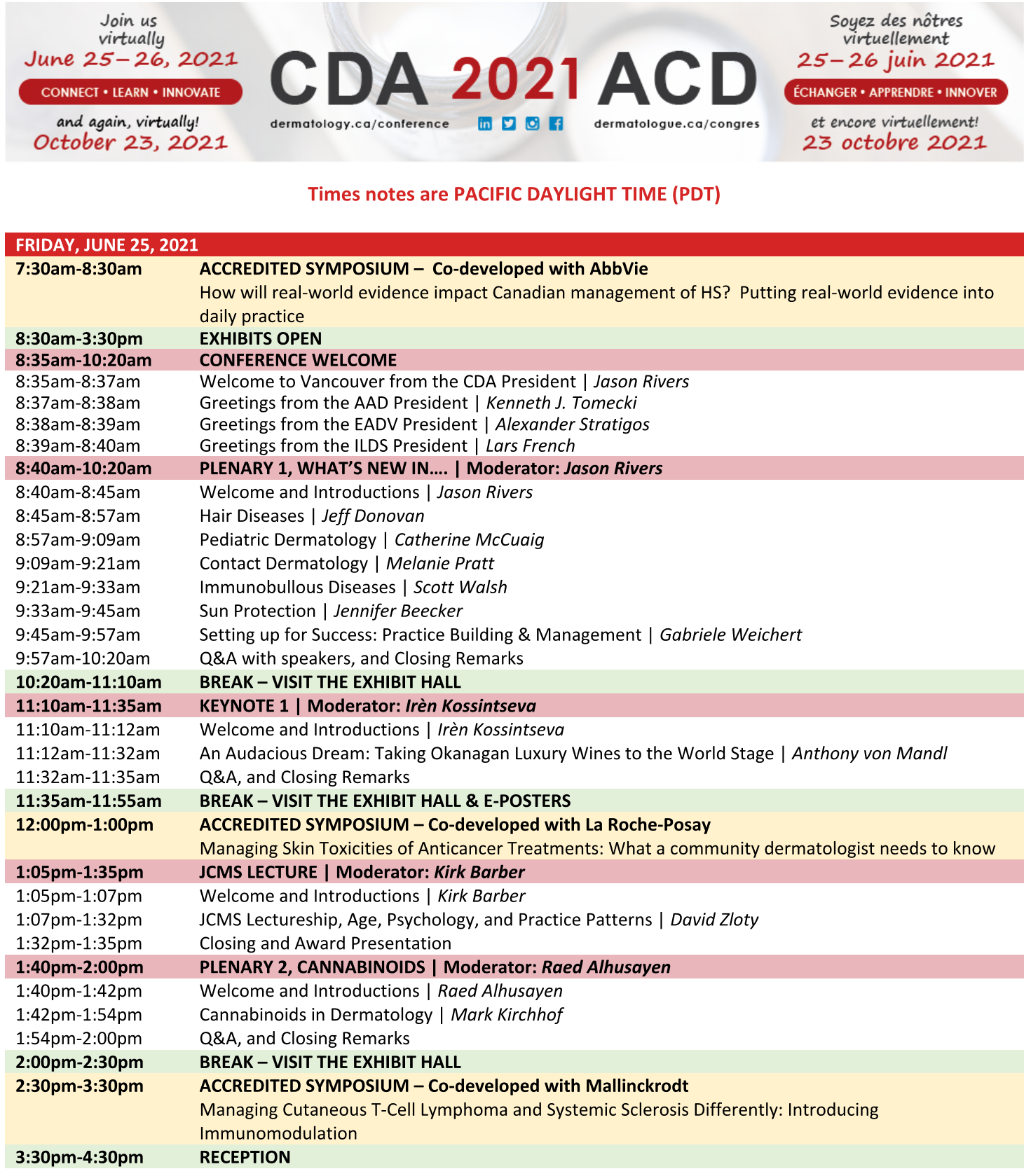 Programme du Congrès annuel 2021 de l'ACD – virtuel